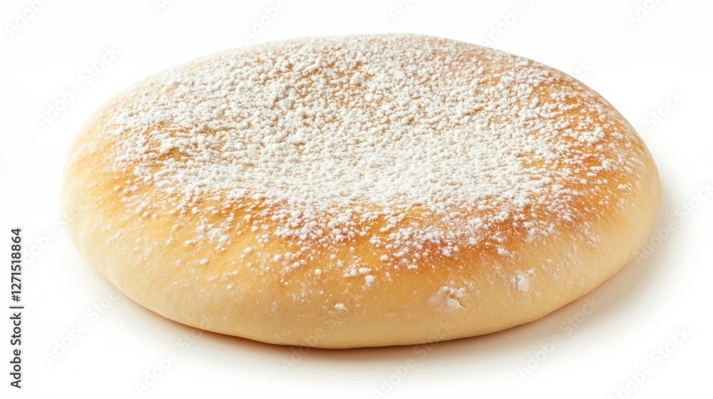 Round dough isolated on white background, perfect for baking projects. Round dough isolated on white background, perfect for baking projects.