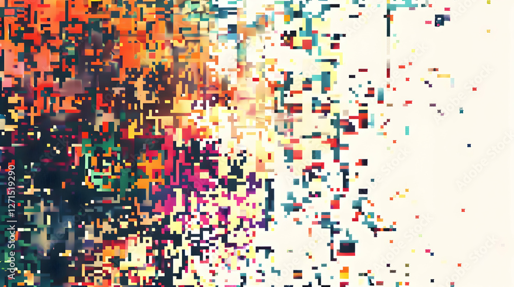 Abstract digital art featuring vibrant colors and pixelated textures, evoking emotion and creativity Abstract digital art featuring vibrant colors and pixelated textures, evoking emotion and creativity