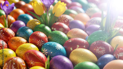 Bunt angemalte Ostereier