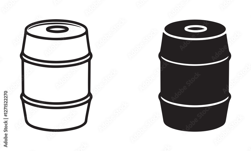 Oil drum vector icon . barrel sign .black outline and filled version Oil drum vector icon . barrel sign .black outline and filled version
