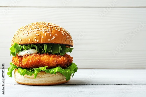 Crispy fried fish sandwich delight coastal seafood shack gourmet junk food casual dining mouthwatering flavor photo