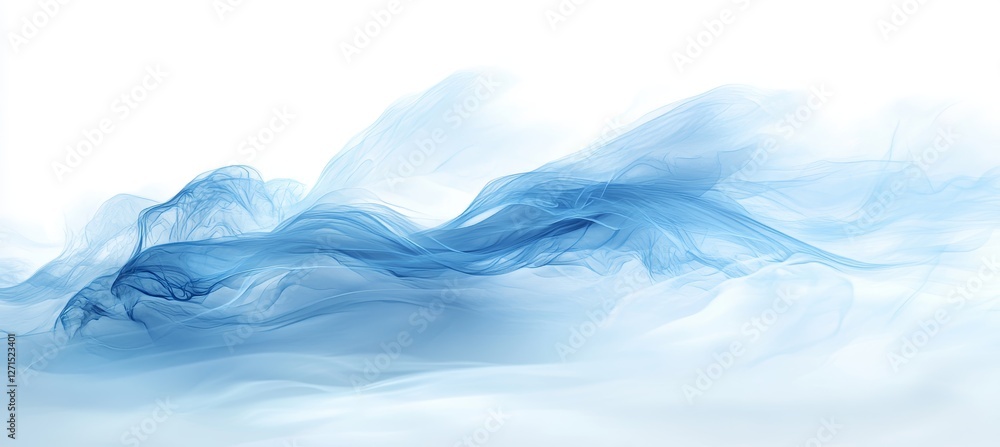 Abstract Blue Flowing Ribbon Effect on White Backdrop, with Varied Line Thickness and Intensity Abstract Blue Flowing Ribbon Effect on White Backdrop, with Varied Line Thickness and Intensity