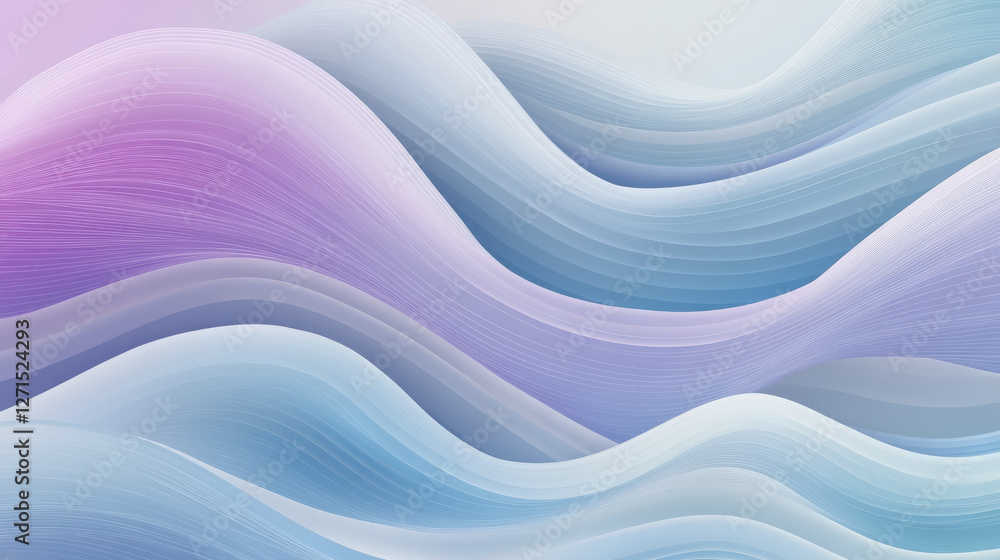 Soft flowing waves in shades of blue and purple create serene and calming atmosphere. smooth curves and gentle gradients evoke sense of tranquility and fluidity Soft flowing waves in shades of blue and purple create serene and calming atmosphere. smooth curves and gentle gradients evoke sense of tranquility and fluidity