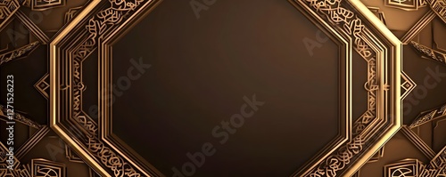 Elaborate art deco octagonal frame with an intricate gold design