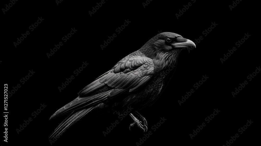 Fototapeta premium Raven portrait in black and white
