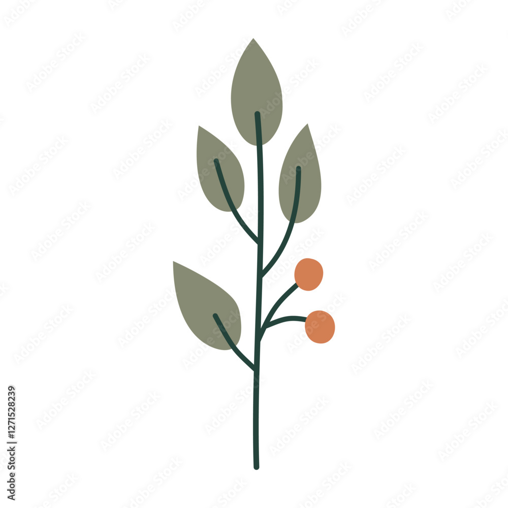 Obraz premium Plant leaf, branch colorful. Icon, vector