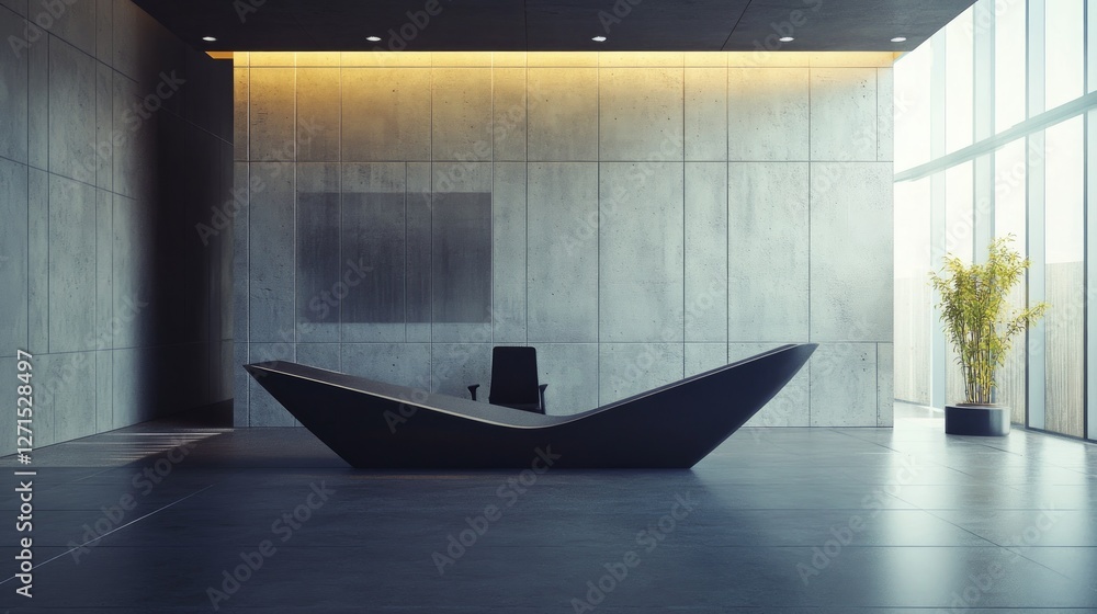 Modern Concrete Lobby Reception Design with Minimalist Furniture and Stylish Decor Modern Concrete Lobby Reception Design with Minimalist Furniture and Stylish Decor
