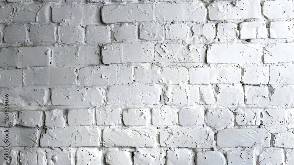 Fototapeta premium White brick wall texture with uneven surface, suitable for backgrounds and design projects