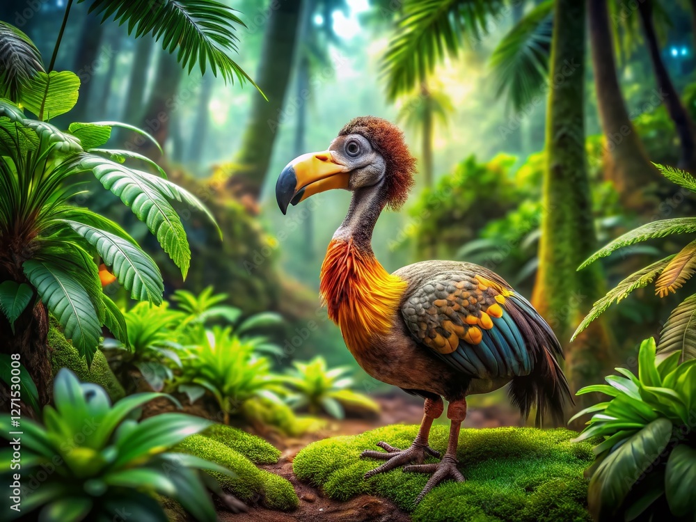 Obraz premium Adorable Dodo Bird Miniature, Tilt-Shift Photography, Extinct Flightless Bird, Wildlife, Nature