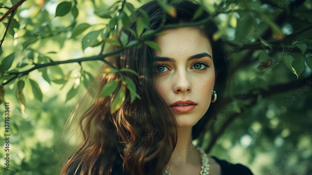 Double exposure portrait of woman combined with elements of nature, creating a mesmerizing and serene image, peaceful, concept Double exposure portrait of woman combined with elements of nature, creating a mesmerizing and serene image, peaceful, concept