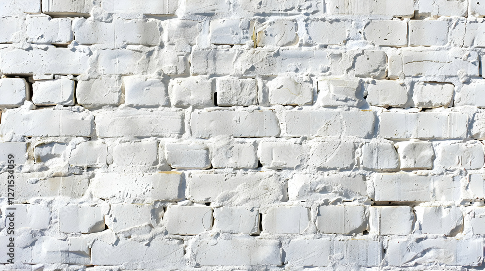Fototapeta premium Close-up view of a textured white brick wall showcasing rough surfaces and varying patterns