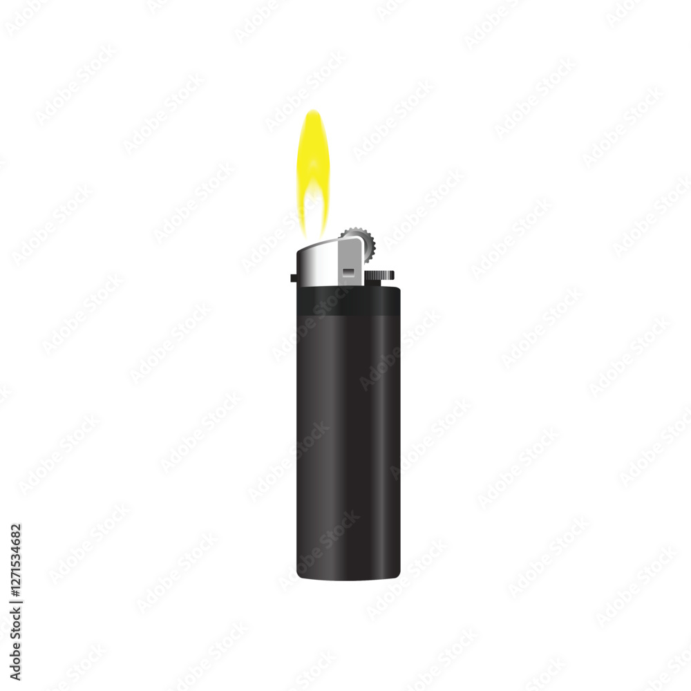 Lighter vector icon. Manual, gas lighter with a burning flame in flat style. Lighter vector icon. Manual, gas lighter with a burning flame in flat style.
