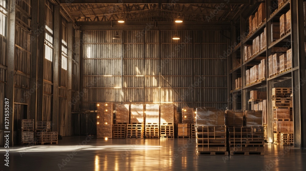 82. Warehouse interior with stacked pallets, organized storage, industrial lighting, detail view --ar 16:9 --v 6.1 Job ID: af267f9e-d8f8-4a7f-8859-a659b8f14f9d 82. Warehouse interior with stacked pallets, organized storage, industrial lighting, detail view --ar 16:9 --v 6.1 Job ID: af267f9e-d8f8-4a7f-8859-a659b8f14f9d