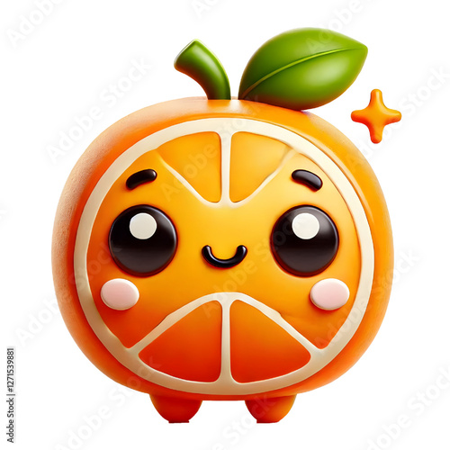 Cute 3d orange design isolated on white background