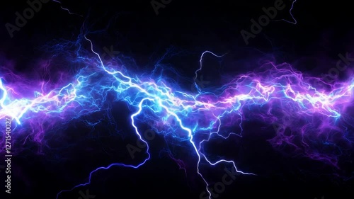 Vibrant electric lightning bolt with glowing blue and purple energy surging across a dark background in a dynamic display