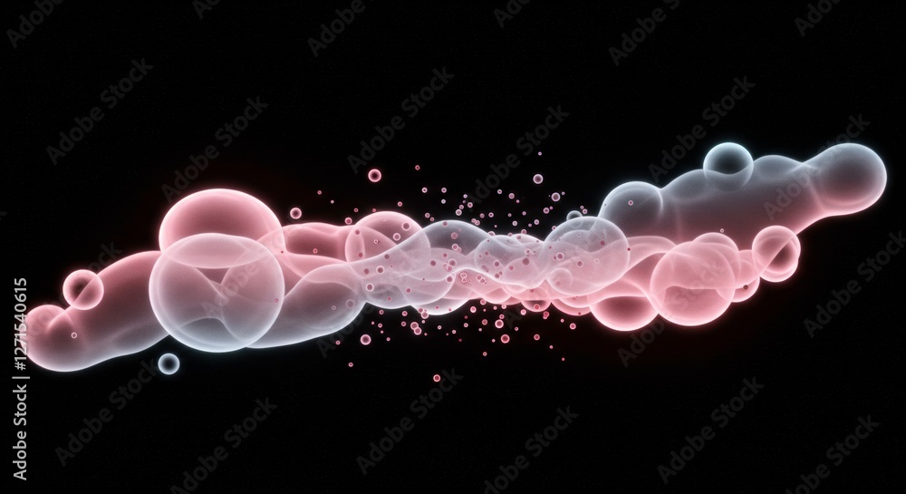 Obraz premium Abstract Bubbles: An abstract representation of interconnected bubbles in a gradient of red and blue floating against a dark background, creating a visually captivating and dynamic composition.
