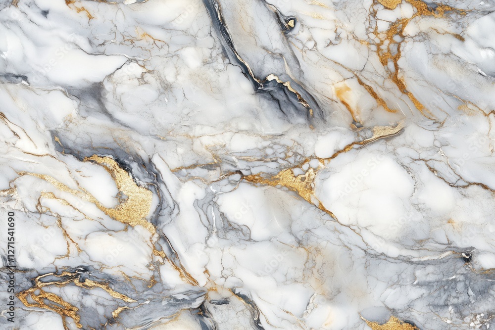 Obraz premium Textura abstrata de mármore com detalhes em dourado, cinza e branco, em padrão seamless, criada com IA generativa, ideal para design de interiores e superfícies sofisticadas