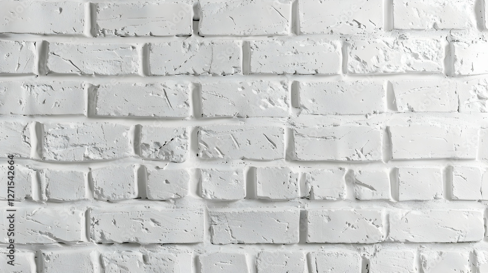 Fototapeta premium Textured white brick wall with subtle imperfections, ideal for backgrounds in design projects (1)