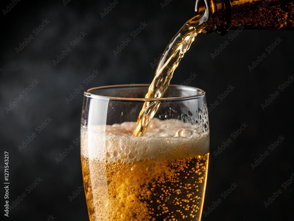 custom made wallpaper toronto digitalbeer being poured from a brown bottle into a tall, clear glass, creating a frothy head