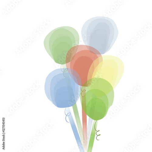 Cute colorful balloons for birthday card decorations, baby room decorations, wall picture illustrations for baby rooms