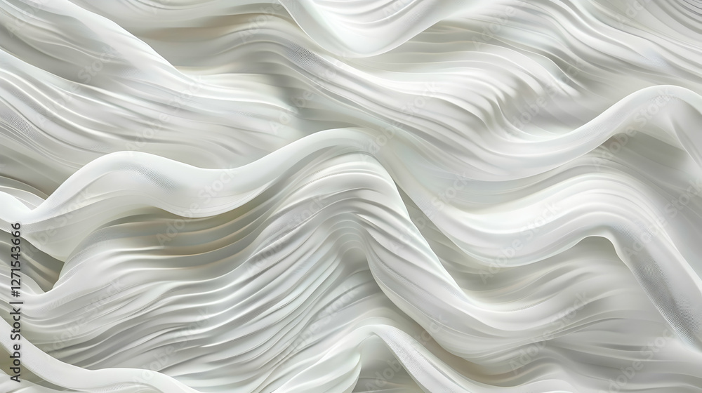 Obraz premium Abstract white fabric waves creating a soft, flowing texture, ideal for backgrounds or textiles
