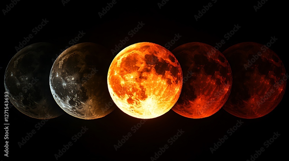 Obraz premium Lunar Eclipse Gradient Displaying Deep Fiery Red Glow in Space