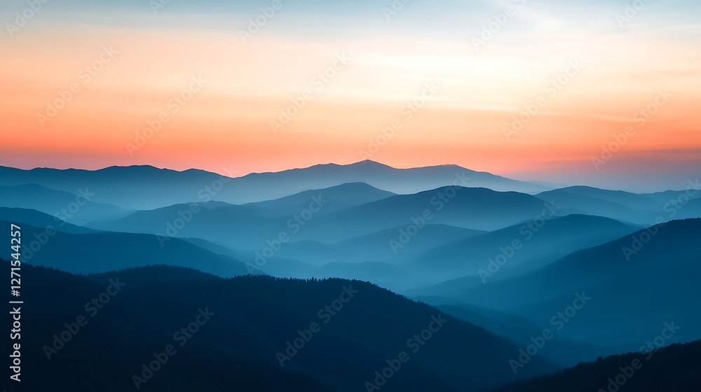 Obraz premium Misty Mountain Landscape at Dusk with Gradients of Color