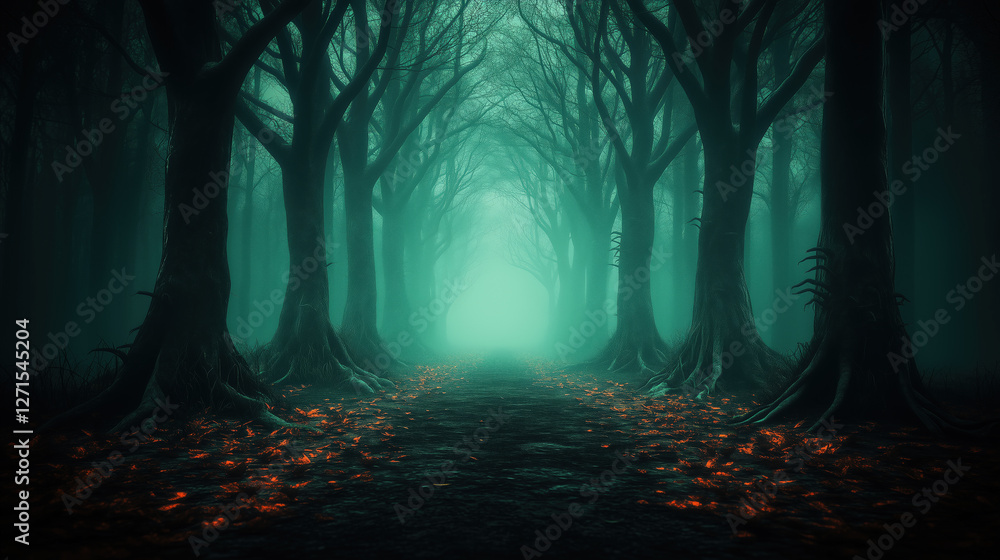 Naklejka premium Mist Fantasy Forest