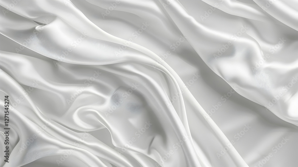 Smooth, flowing white silk fabric draped elegantly, creating soft shadows and highlights (1) Smooth, flowing white silk fabric draped elegantly, creating soft shadows and highlights (1)