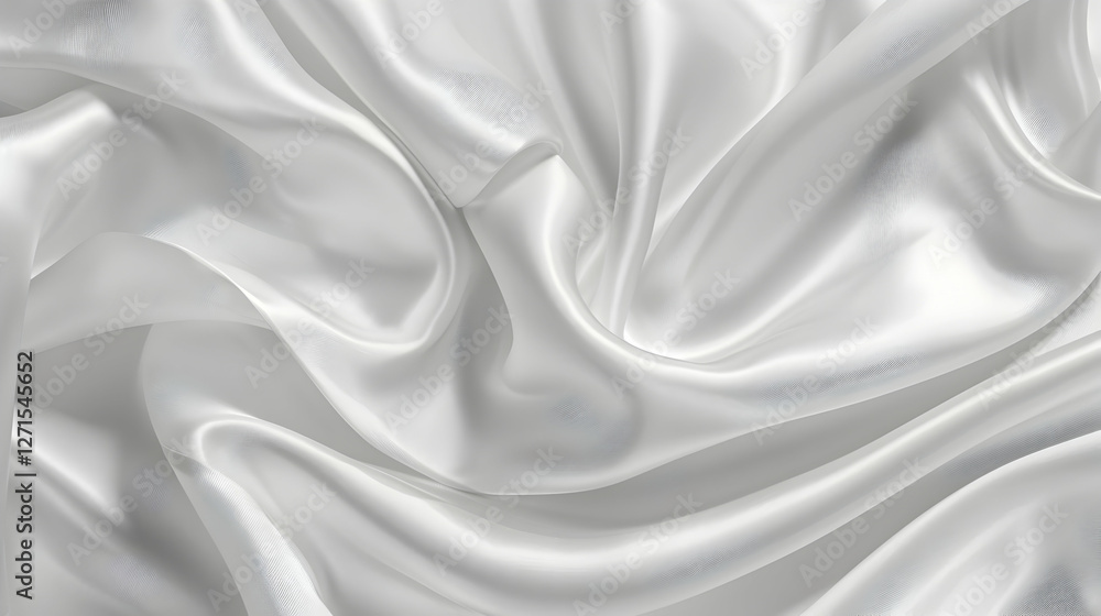 Fototapeta premium Smooth, flowing white satin fabric with gentle folds and reflections, ideal for elegant backgrounds