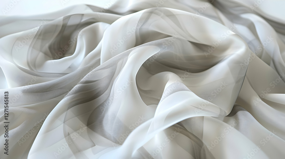 Fototapeta premium Soft, flowing fabric draped elegantly on a surface, showcasing delicate textures and shadows
