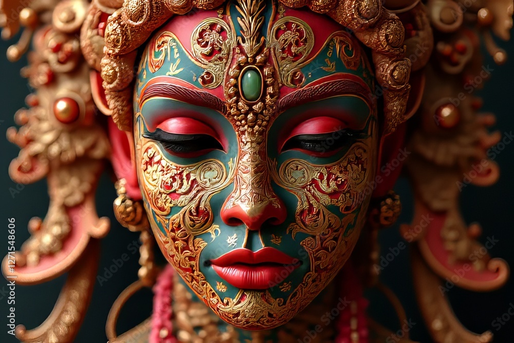 Ornate Face Mask with Intricate Design and Decorative Elements Ornate Face Mask with Intricate Design and Decorative Elements