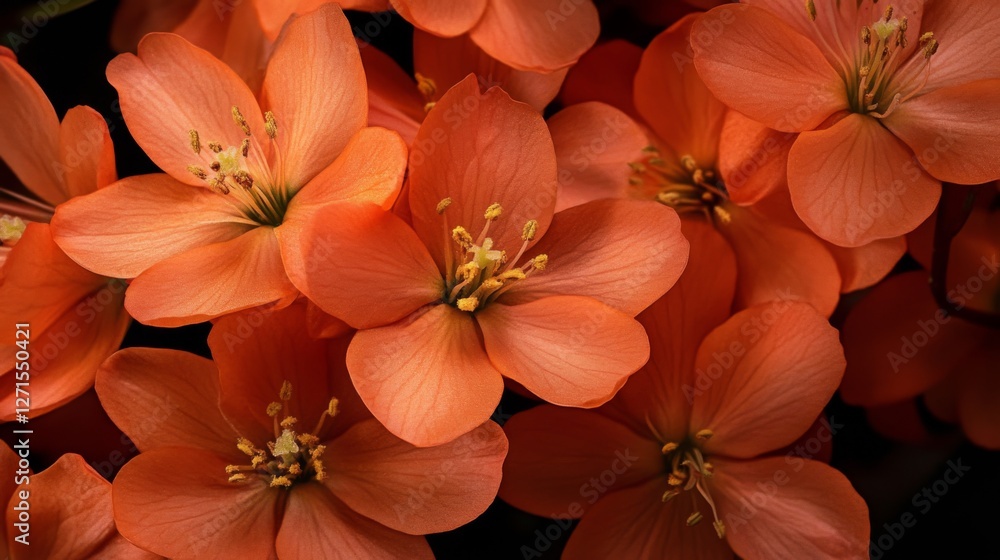 Fototapeta premium Vibrant orange blossoms in full bloom close up with delicate petals and stamen