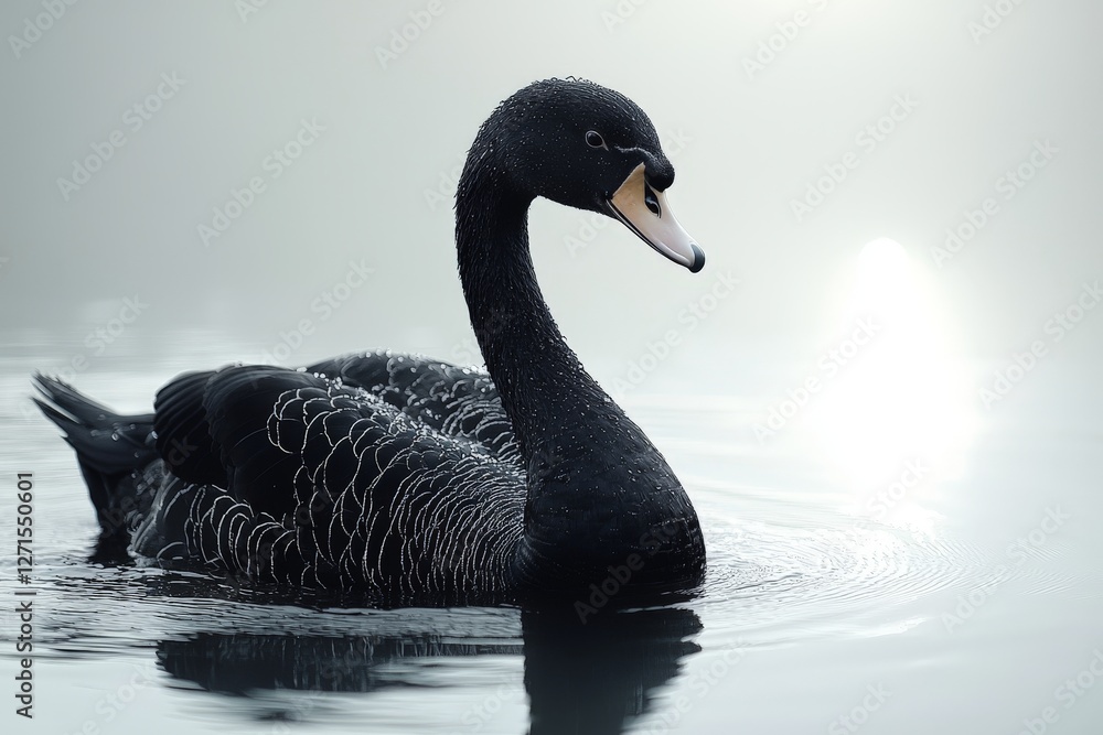 Fototapeta premium silhouette of elegant black swan