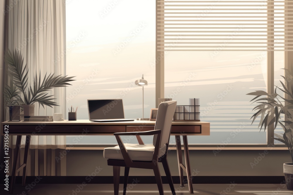 Obraz premium Office furniture computer window.