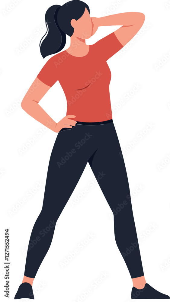 Confident woman posing with hand on hip in minimal vector art Confident woman posing with hand on hip in minimal vector art