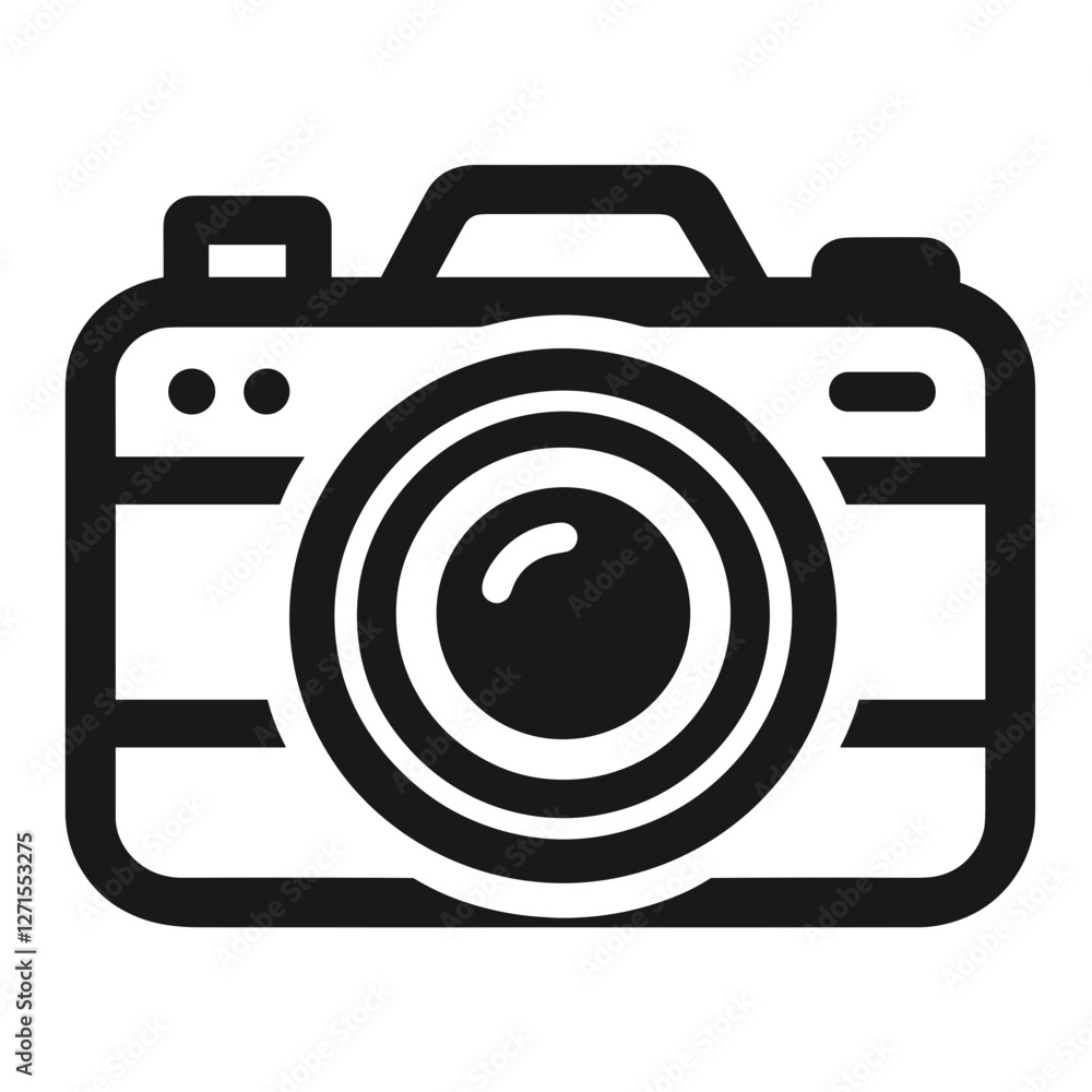 Camera illustration in black and white design Camera illustration in black and white design