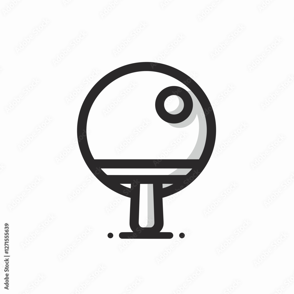 Ping pong paddle and ball in minimalist style Ping pong paddle and ball in minimalist style