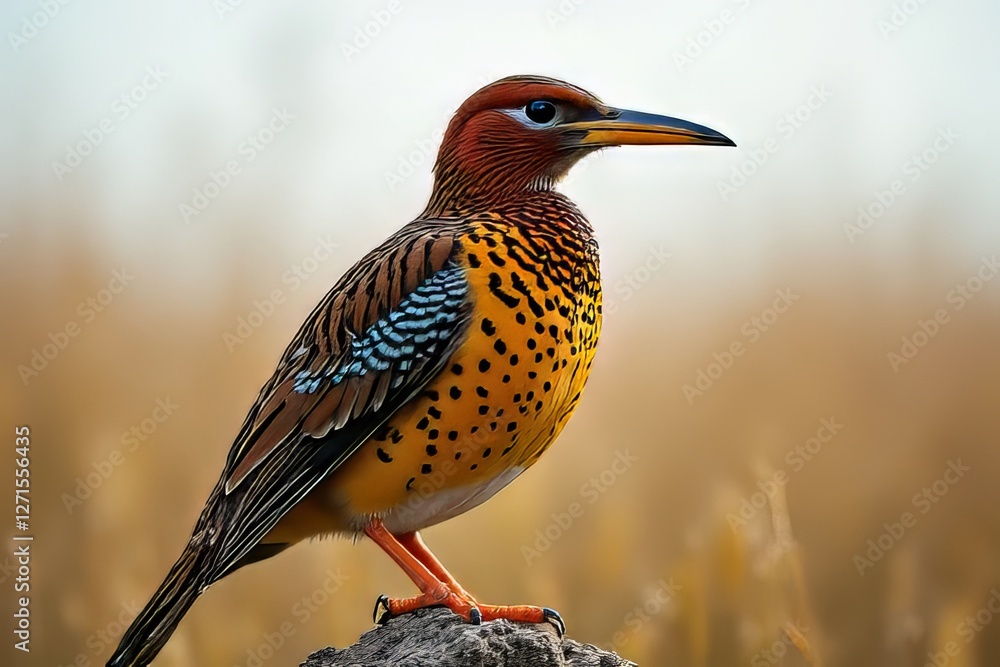 Obraz premium Stunning Close-up of a Colorful Bird Perched on a Rock
