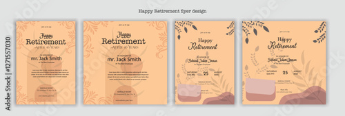 Set of retirement party invitation, square banner, instagram story and a4 poster, vector illustration eps 10