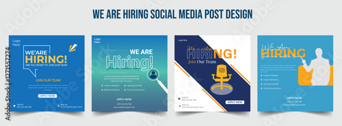 Recruitment advertising template. Recruitment Poster, Job hiring poster, social media, banner, flyer. Digital announcement job vacancies layout
