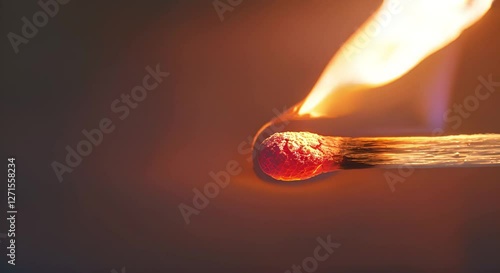 Close Up of Match Ignition Vibrant Flames, Glowing Embers, and Intense Heat in Burning Moment