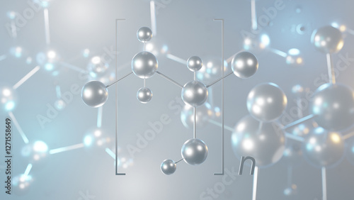 polyvinyl alcohol molecular structure, 3d model molecule, synthetic polymer structural chemical formula view from a microscope photo