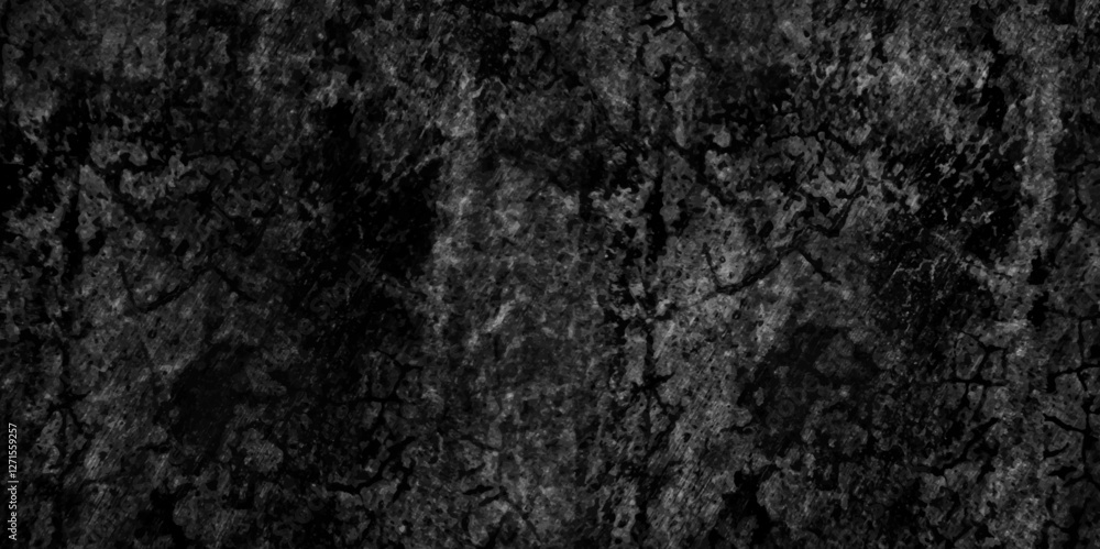 Naklejka premium Abstract black grunge overly grain and concrete stone crack wall background. black slate stone wall background pattern with high resolution. black marble texture. black paper texture.