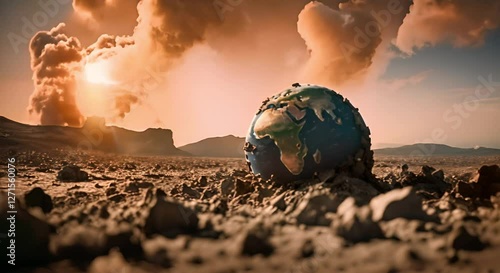 Dramatic Sunset Over Earth Stunning Globe View of Africas Rocky Landscape and Barren Terrain