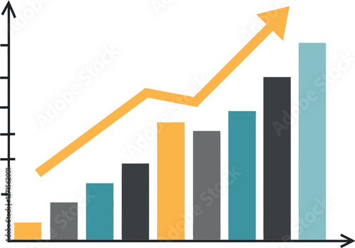 Free Download Bar chart showing growth trends in flat vector illustration - GFXLoad