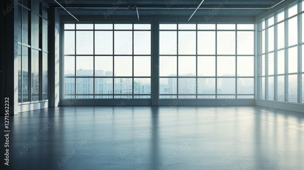 Bright Open Space with Large Windows and Modern Architecture Bright Open Space with Large Windows and Modern Architecture