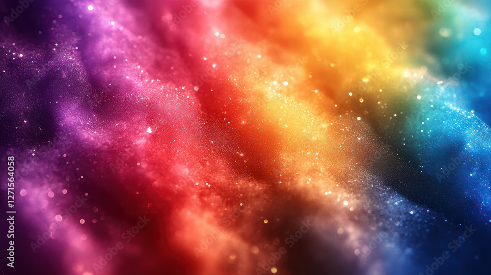 Fototapeta premium vibrant gradient background with rainbow colors and sparkling stars creates mesmerizing visual effect. blend of hues evokes sense of wonder and creativity