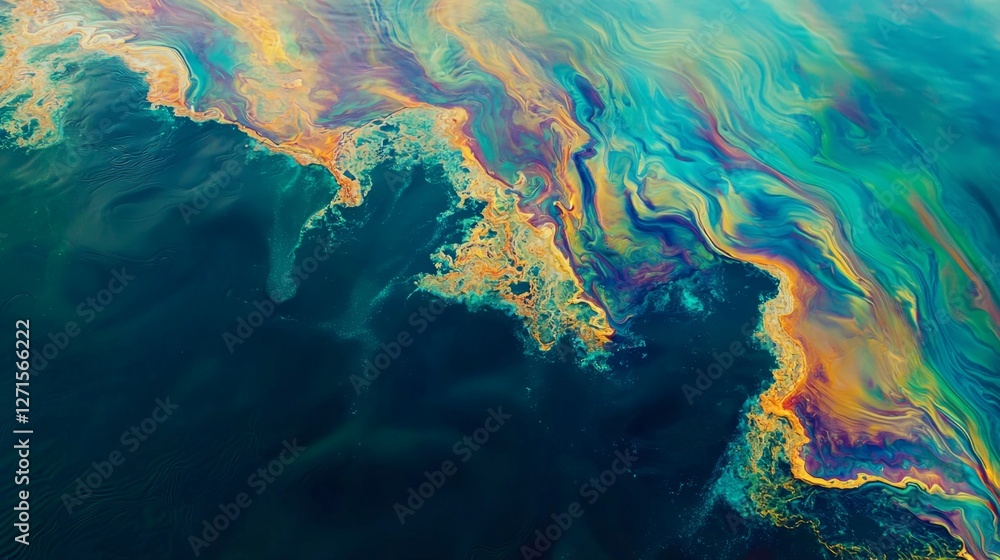 Fototapeta premium Vibrant Colorful Abstract Waves in Ocean Surface Reflection