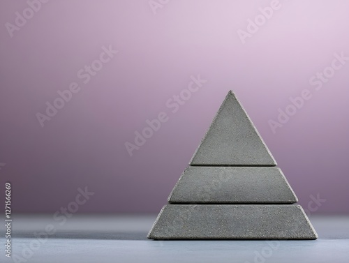 Concrete Pyramid Stages Softly Lit Minimalist Composition. AI Generated